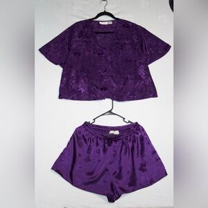 Vintage Victoria's Secret Gold Label Purple Pajama Set Medium Top Large Bottom